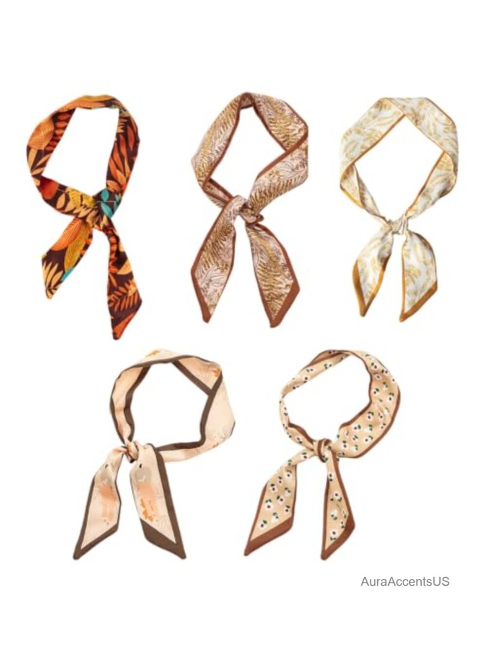 5 Pc Fall Leaf Skinny Scarf Set Women Autumn Fashion Scarves